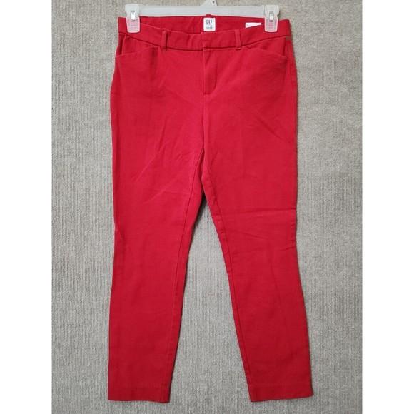Gap Signature Skinny Ankle Pants Women's 8 Red Cotton Stretch - Picture 1 of 8